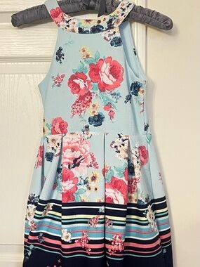 Copper Key Light Blue Floral Tea Dress